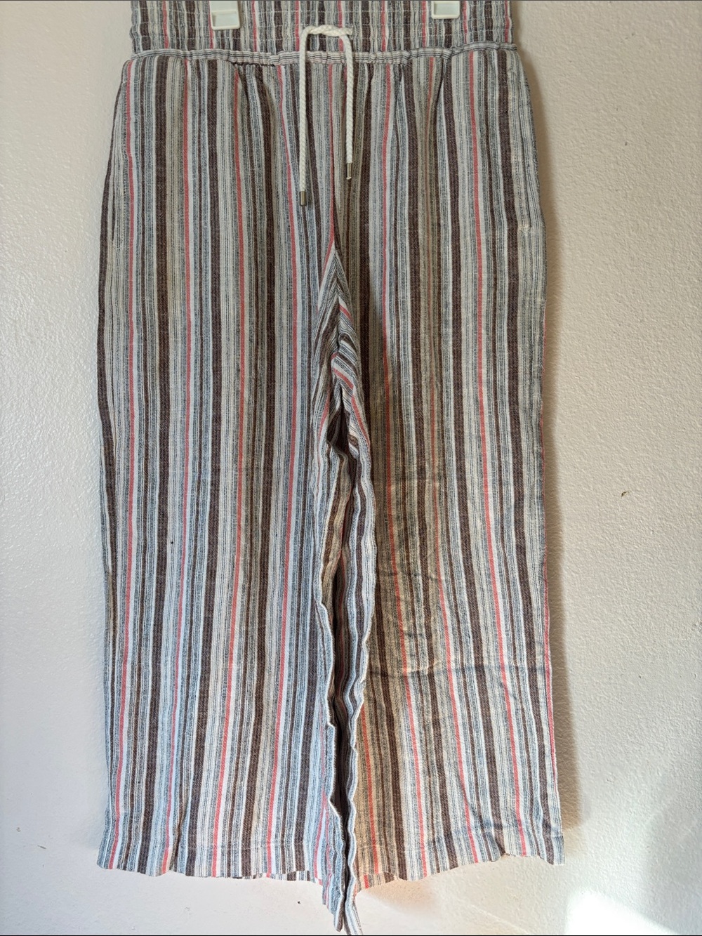 Time and Tru Striped Linen Blend Wide Leg Pants Size Small S (4-6)